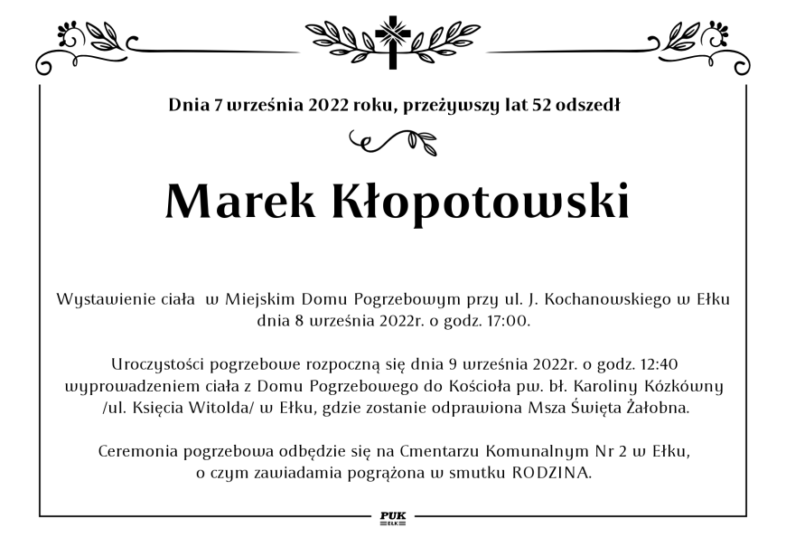 Marek Kłopotowski - nekrolog